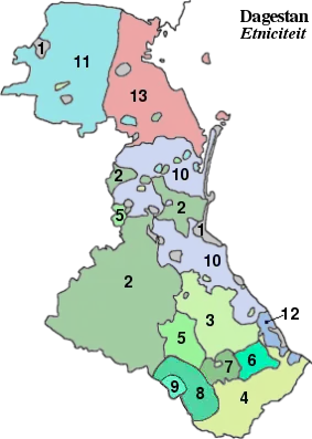 Etnische kaart van Dagestan
