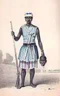 Tekening van Seh-Dong-Hong-Beh, een leider van de Ahosi (1851), Frederick Forbes Het jaar dat de tekening gemaakt werd, leidde ze een leger van 6000 Ahosi om de stad Abeokuta te veroveren.