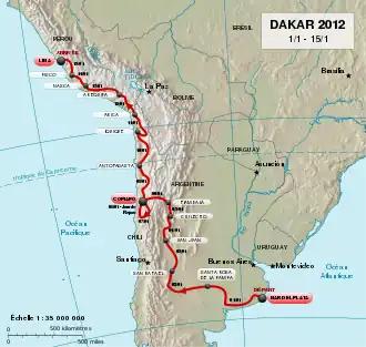 Route van de Dakar Rally 2012