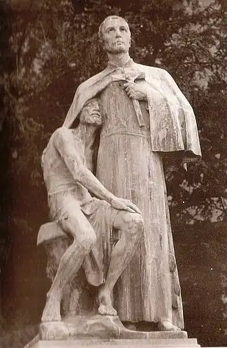 Prof. Armand Thiéry als het levensecht model voor het standbeeld van pater Damiaan De Veuster S.S.C.C. te Leuven (Constant Meunier)