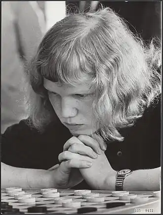 In actie tijdens een interland met de Sovjet-Unie op 4 juli 1968