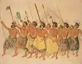 Dansende Maori op het oorlogspad
