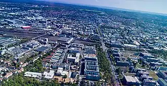 Luchtfoto van het ESCOC-complex in Darmstadt.