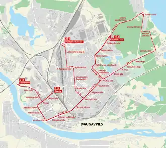 Lijnennet van de Tram van Daugavpils (2022)