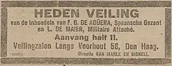 A Advertentie veiling Lange Voorhout 1 juli 1919