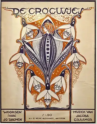 "De Crocusjes", tekst en voorplaat door Jo Daemen, muziek door Jacoba Craamer.