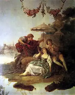 Grote zaal, wandschildering van De Lovinfosse