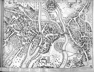Bamberg in 1648 door Merian