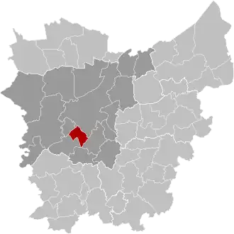 Ligging van De Pinte binnen het arrondissement Gent in de provincie Oost-Vlaanderen