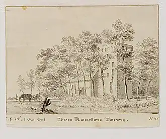 De Rode Toren, door Cornelis Pronk (1732-1745)