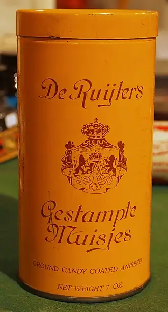 Blik gestampte Muisjes van De Ruijter