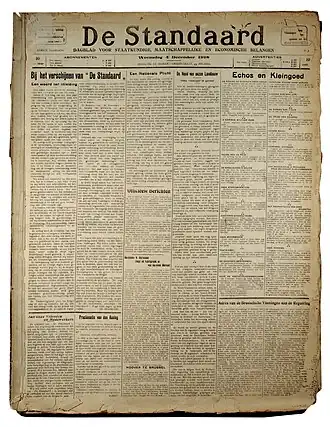 De Standaard, allereerste editie, 4 december 1918.