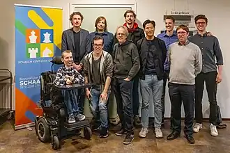 Het eerste team van De Stukkenjagers bij de slotronde van de Meesterklasse schaken 2022/23