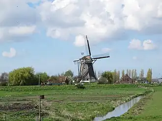 Molen De Valk in het polderlandschap