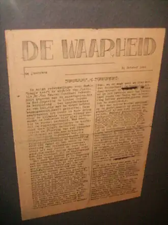 De Waarheid van 31 oktober 1944 in het Grafisch Museum Groningen