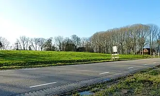 De N996 langs de wierde De Weer