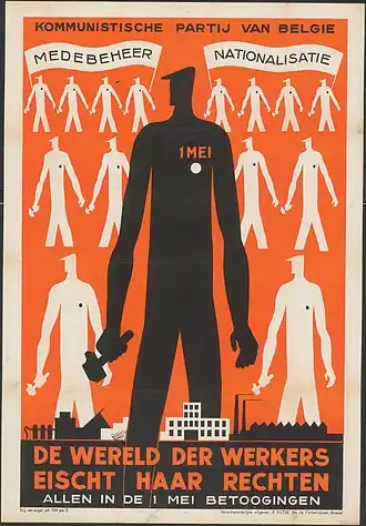 Een affiche van de KPB voor de 1-mei-betogingen van 1947