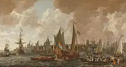 De aankomst van koning Karel II van Engeland te Rotterdam op 24 mei 1660, ca.&nbsp;1660-1665, Rijksmuseum Amsterdam