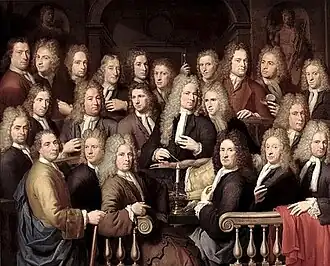 De anatomische les van Abraham Cornelisz. van Bleyswijck (1686-1761) met zelfportret (1727)