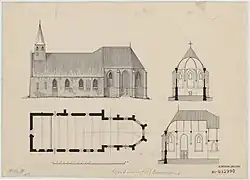 Tekening gemaakt in opdracht van het College van Rijksadviseurs voor de Monumenten door Adolf Muller na een bezoek in 1875.