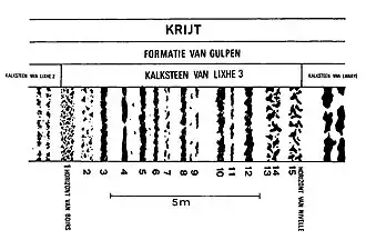Lithologisch profiel van de Kalksteen van Lixhe 3