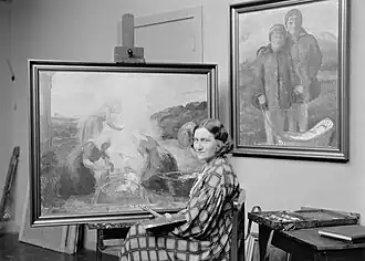 Kristín Jónsdóttir in haar atelier (1934)