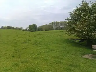 De glooiingen van de afgegraven wierde