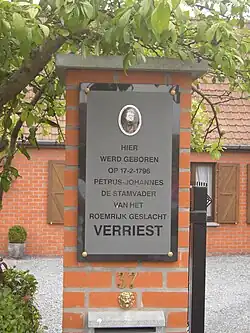 Geboorteplaats van de vader van Hugo Verriest te Sint-Lodewijk