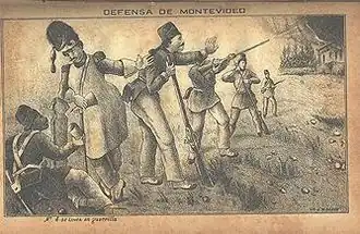 Illustratie van de verdediging van Montevideo uit het boek van Isidoro De-Maria:Anales de la defensa de Montevideo.