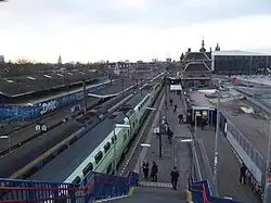 Overzichtsfoto vanaf de tijdelijke loopbrug na definitieve sluiting fietstunnel (2015)