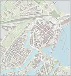 Kaart van het oude centrum van Delfzijl