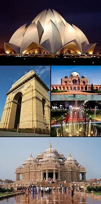Een collage van New Delhi
