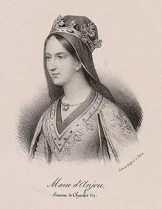 Maria van Anjou, negentiende-eeuwse lithografie van François Séraphin Delpech.