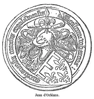 zegel van Jan van Angoulême, ca. 1450