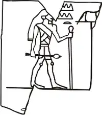 Tekening van een ivoren label