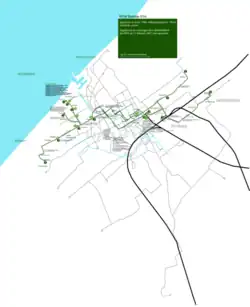 Overzicht van de routes van lijn 3/3A tussen 1906 en 2007.