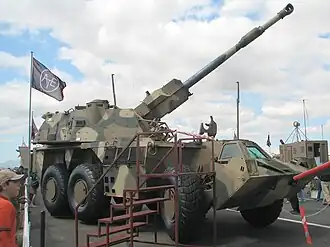 Denel G6-45 155 mm-howitzer van het Zuid-Afrikaanse leger.