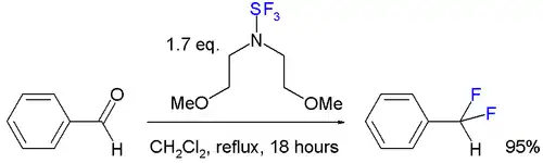 Deoxofluoridering met bis(2-methoxyethyl)aminozwaveltrifluoride.