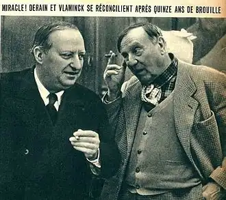 Andre Derain (l) en Maurice de Vlaminck (r) in 1942