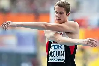 Derek Drouin tijdens de WK van 2013, Moskou