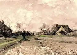 Boerenlandschap, aquarel