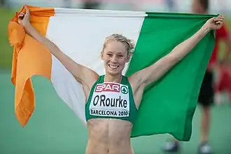 Derval O'Rourke na het behalen van een zilveren medaille op de EK 2010, Barcelona
