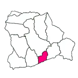 Kaart van het dorp Gunungtiga in het district Belik