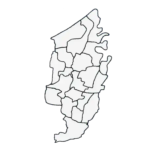 Kaart van dorpen en subdistricten in het onderdistrict Petarukan