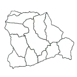 Kaart van dorpen en subdistricten in het onderdistrict Belik