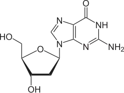 Structuurformule van desoxyguanosine