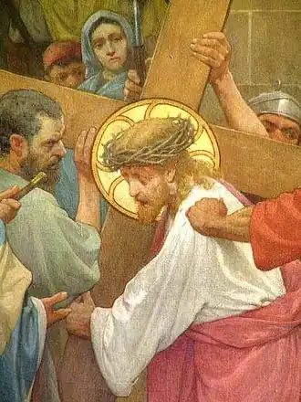 Detail van een kruiswegstatie in de Basiliek van de Heilige Nicolaas (Amsterdam)