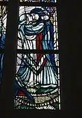Detail van een glas-in-loodraam (psalm 128), Nederlands Hervormde Kerk, Jaarsveld