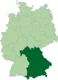 Map of Germany: Position of Bavaria highlighted