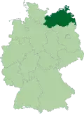 Map of Germany:Position of Mecklenburg-Vorpommern highlighted